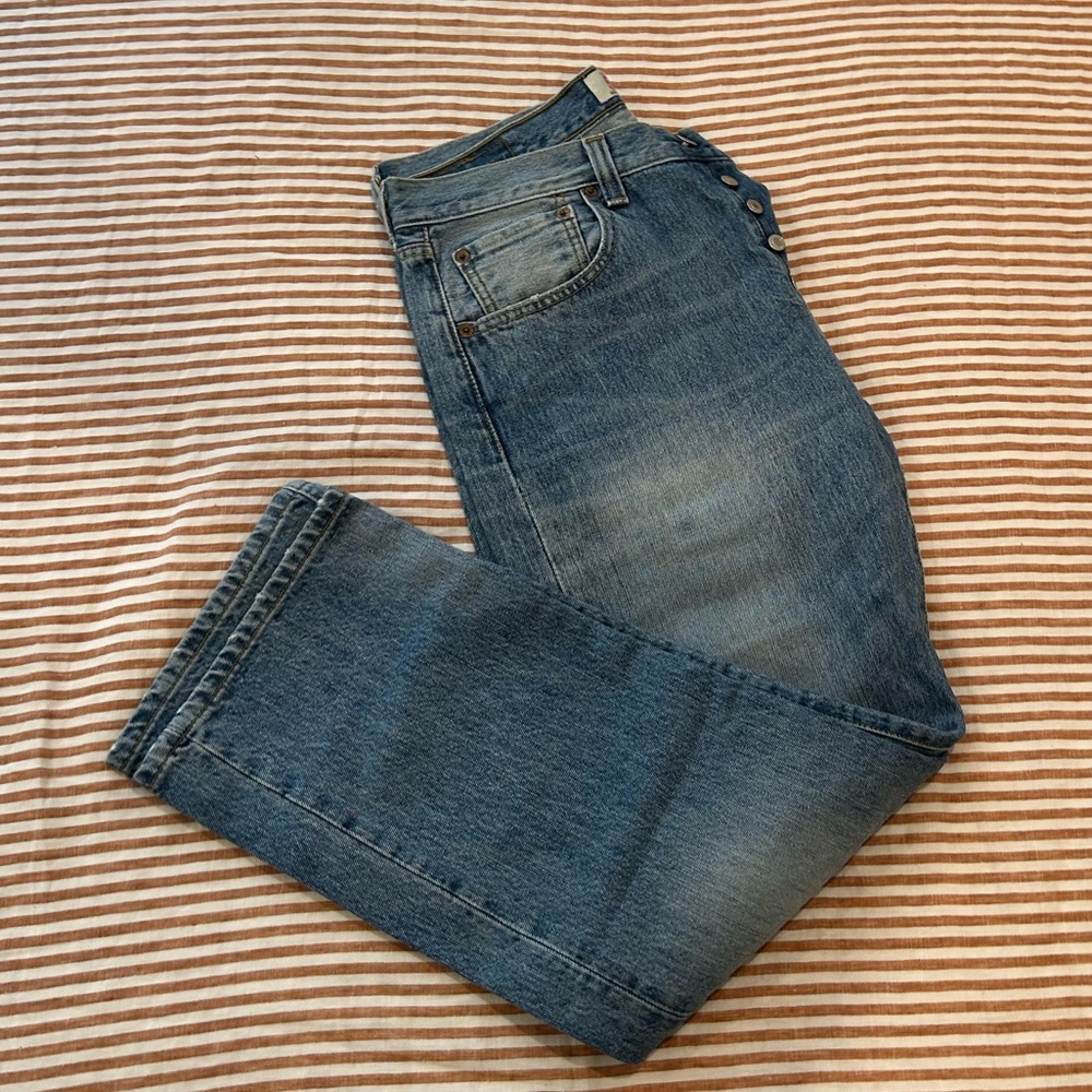 Classic Levis 501 Straight Leg Button Fly cotton denim jeans